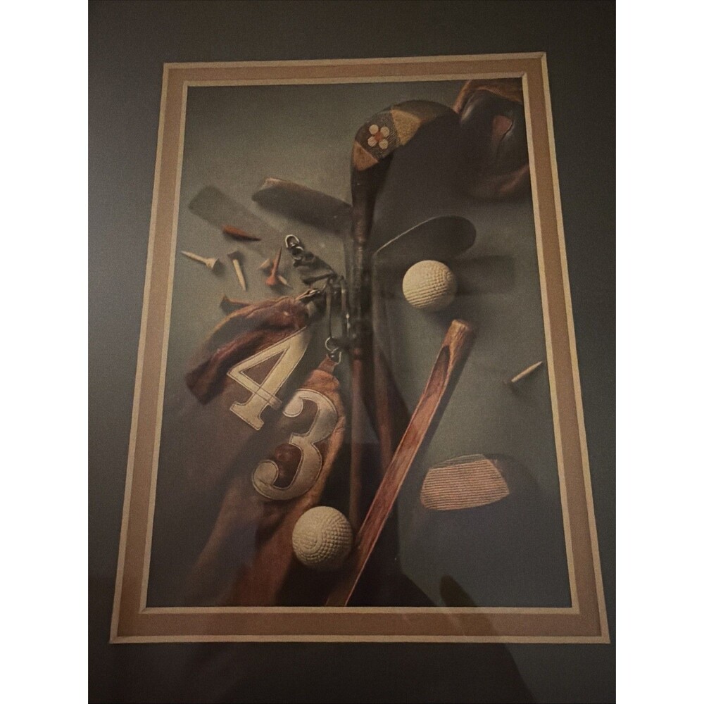 Vintage Framed And Matted Golf Art Still Life Wall Art & Memorabilia. 10x12" GUC